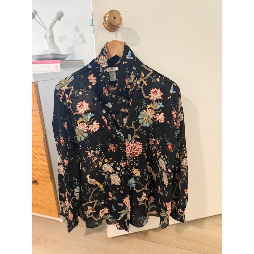 GP & J Baker x H&M Floral Blouse Dark Floral Cottagecore Romantic Vintage Top  ✨